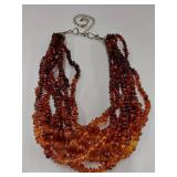 Amber Multi-Strand Necklace with Sterling Silver Clasp, 925 Italy