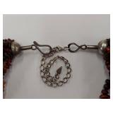 Amber Multi-Strand Necklace with Sterling Silver Clasp, 925 Italy