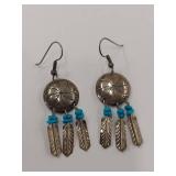 Sterling Silver Earrings with Turquoise Stone Dangles