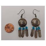 Sterling Silver Earrings with Turquoise Stone Dangles