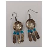 Sterling Silver Earrings with Turquoise Stone Dangles