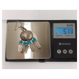 Sterling Silver Earrings with Turquoise Stone Dangles