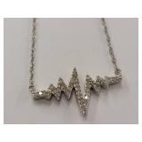JWBR Sterling Silver Diamond Heartbeat Necklace