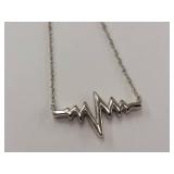 JWBR Sterling Silver Diamond Heartbeat Necklace