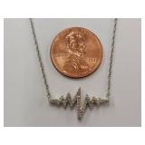JWBR Sterling Silver Diamond Heartbeat Necklace