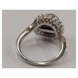 Stunning Sterling Silver Pearl and Diamond Ring - Size 7