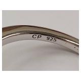 Stunning Sterling Silver Pearl and Diamond Ring - Size 7