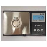 Stunning Sterling Silver Pearl and Diamond Ring - Size 7