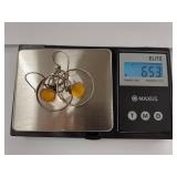 Handcrafted Sterling Silver Earrings with Yellow Faceted Stones