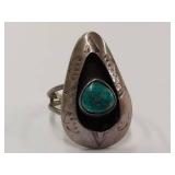 Handmade Sterling Silver Turquoise Inlay Ring Unique Design