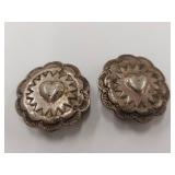 Vintage Sterling Silver Heart Clip-On Earrings