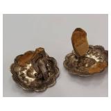 Vintage Sterling Silver Heart Clip-On Earrings