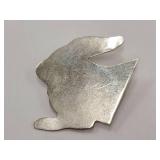 Sterling Silver "Hare Cut" Rabbit Pin Brooch Unique Design