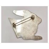 Sterling Silver "Hare Cut" Rabbit Pin Brooch Unique Design