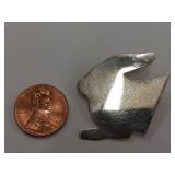 Sterling Silver "Hare Cut" Rabbit Pin Brooch Unique Design