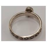 Sterling Silver Opal Ring with Detailed Band Design