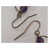 Sterling Silver Earrings with Amethyst, Turquoise, Red Stones