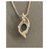 Sterling Silver Blue Gemstone Necklace