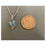 Sterling Silver Blue Gemstone Necklace