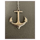 925 Sterling Silver Heart & Anchor Pendant Necklace