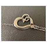 925 Sterling Silver Heart & Anchor Pendant Necklace