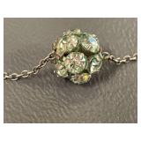 Vintage Sterling Silver Necklace Crystal Pendant