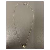 Vintage Sterling Silver Necklace Crystal Pendant