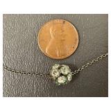 Vintage Sterling Silver Necklace Crystal Pendant