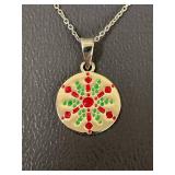 Sterling Silver Enamel Pendant Necklace 925