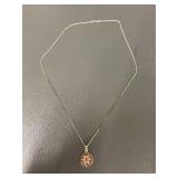 Sterling Silver Enamel Pendant Necklace 925