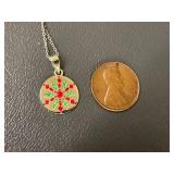 Sterling Silver Enamel Pendant Necklace 925