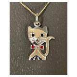 Sterling Silver Cat Pendant Necklace