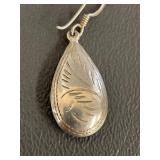 Engraved Sterling Silver Drop Earrings