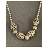 Italian Sterling Silver Necklace with Silver Beads