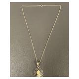 Beautiful Sterling Silver Cameo Pendant Necklace