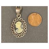 Beautiful Sterling Silver Cameo Pendant Necklace