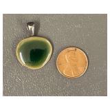 Sterling Silver Pendant with Green Stone