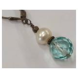 Sterling Silver Pearl & Crystal Bead Drop Earrings 925