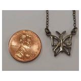Vintage Sterling Silver Butterfly Necklace
