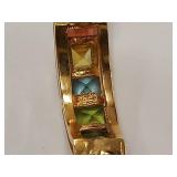 Multi-Gemstone 925 Gold Tone Hoop Earrings