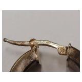 Sterling Silver 925 Vintage Hoop Earrings with Intricate Design