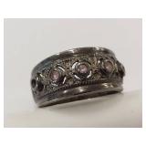 Vintage Sterling Silver Gemstone Ring Band