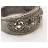 Vintage Sterling Silver Gemstone Ring Band