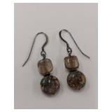 Unique Sterling Silver Glass and Stone Earrings
