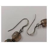 Unique Sterling Silver Glass and Stone Earrings