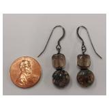 Unique Sterling Silver Glass and Stone Earrings