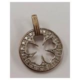 Sterling Silver Clover Cut-Out Pendant with Stones