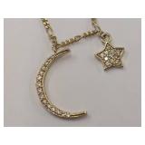 Sterling Silver Gold Tone Moon & Star Necklace
