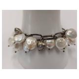 Beautiful Vintage Sterling Silver Pearl Bracelet