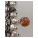 Beautiful Vintage Sterling Silver Pearl Bracelet